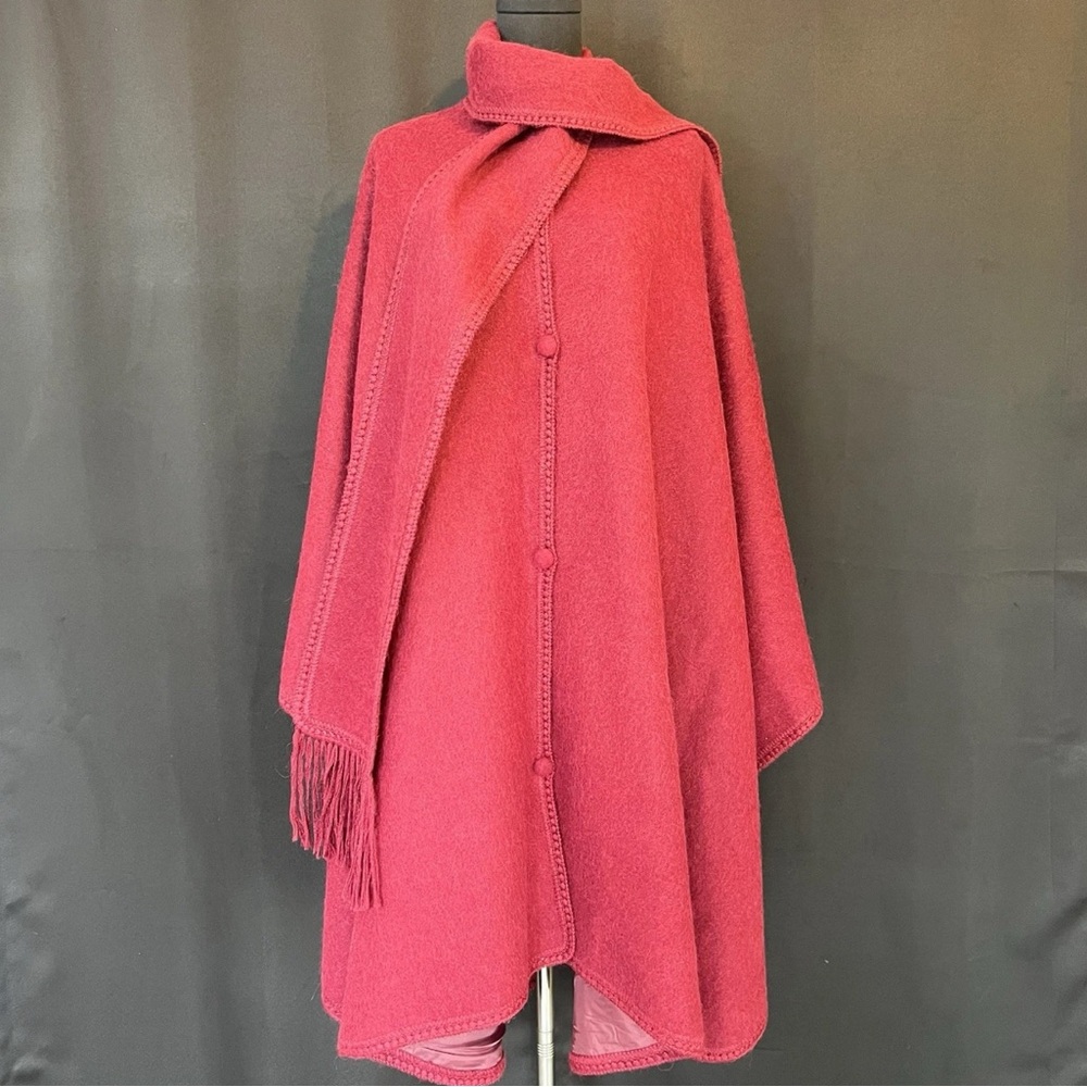 Vintage Alpaca Peru Burgundy French Poncho/Wrap